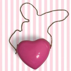 Pink Heart Crossbody Bag with Gold Chain